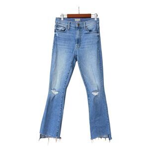 MOTHER High Rise Distressed Light Blue Jeans